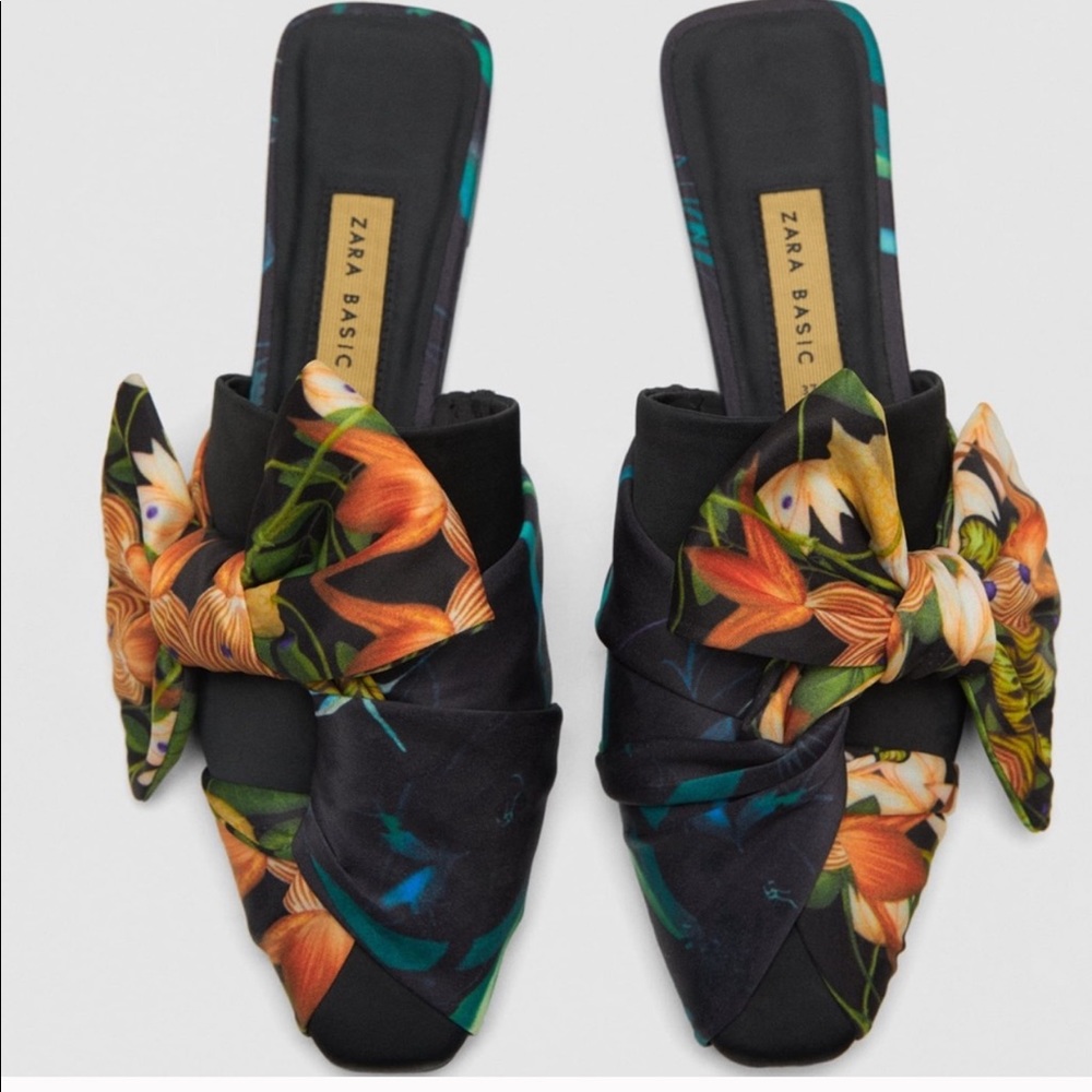 Zara floral mules